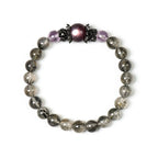 Black Rutilated Quartz, Purple Mica & Amethyst Bracelet - Attract Wealth