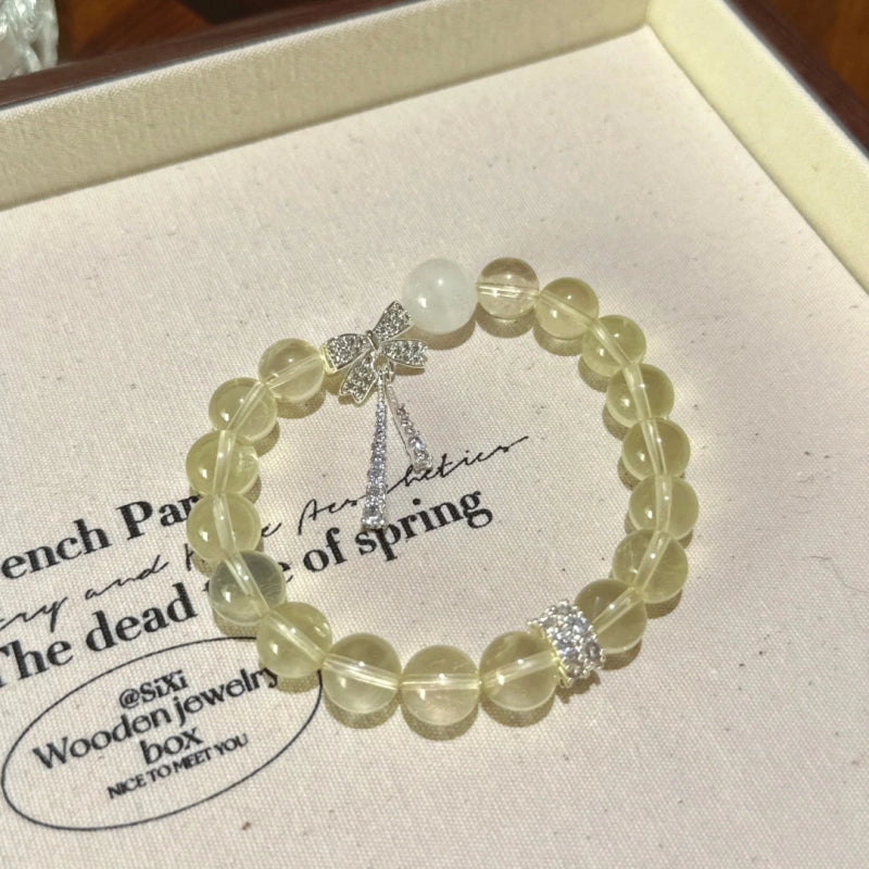 Citrine & White Phantom Quartz Bow Bracelet - Attract Prosperity