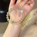 Citrine & White Phantom Quartz Bow Bracelet - Attract Prosperity