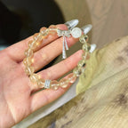 Citrine & White Phantom Quartz Bow Bracelet - Attract Prosperity