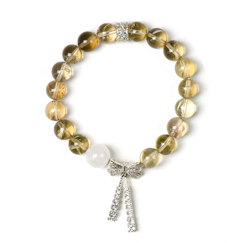Citrine & White Phantom Quartz Bow Bracelet - Attract Prosperity