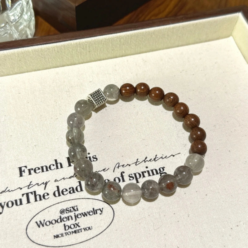 Green Phantom Quartz & Sandalwood Bracelet - Emotional Relief