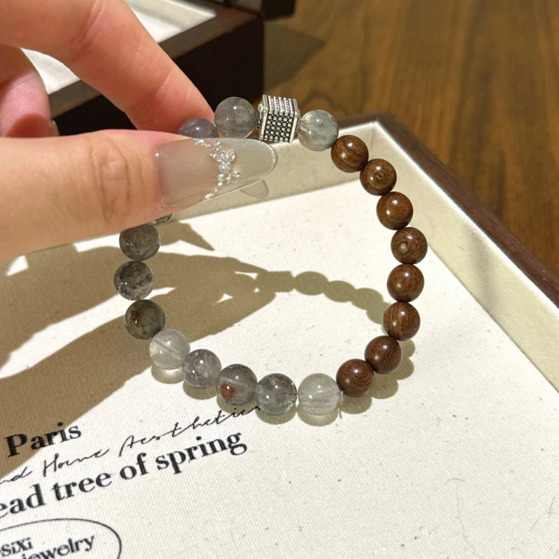 Green Phantom Quartz & Sandalwood Bracelet - Emotional Relief