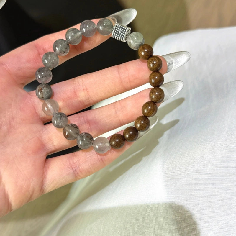 Green Phantom Quartz & Sandalwood Bracelet - Emotional Relief