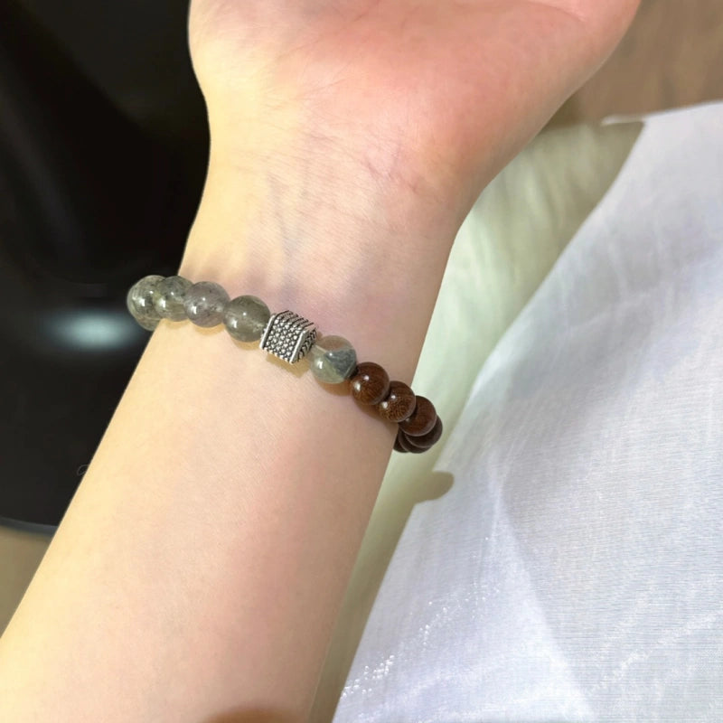 Green Phantom Quartz & Sandalwood Bracelet - Emotional Relief