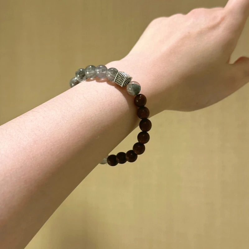 Green Phantom Quartz & Sandalwood Bracelet - Emotional Relief