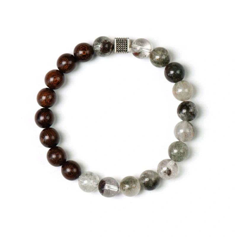 Green Phantom Quartz & Sandalwood Bracelet - Emotional Relief