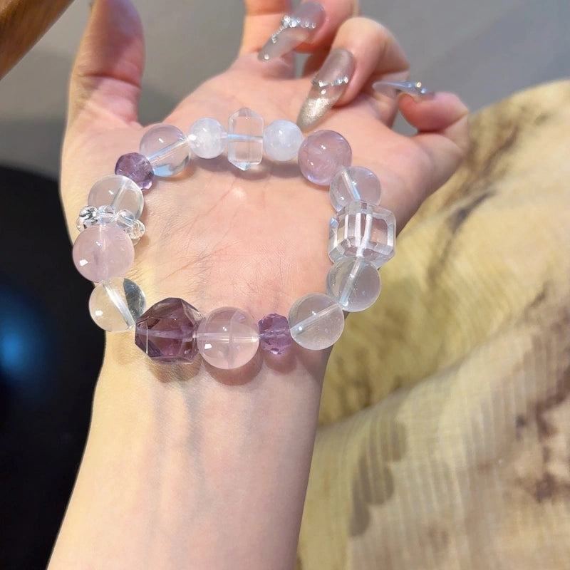 Rose Quartz & Clear Quartz Double‑Point Bracelet - Deepen Emotional Bonds