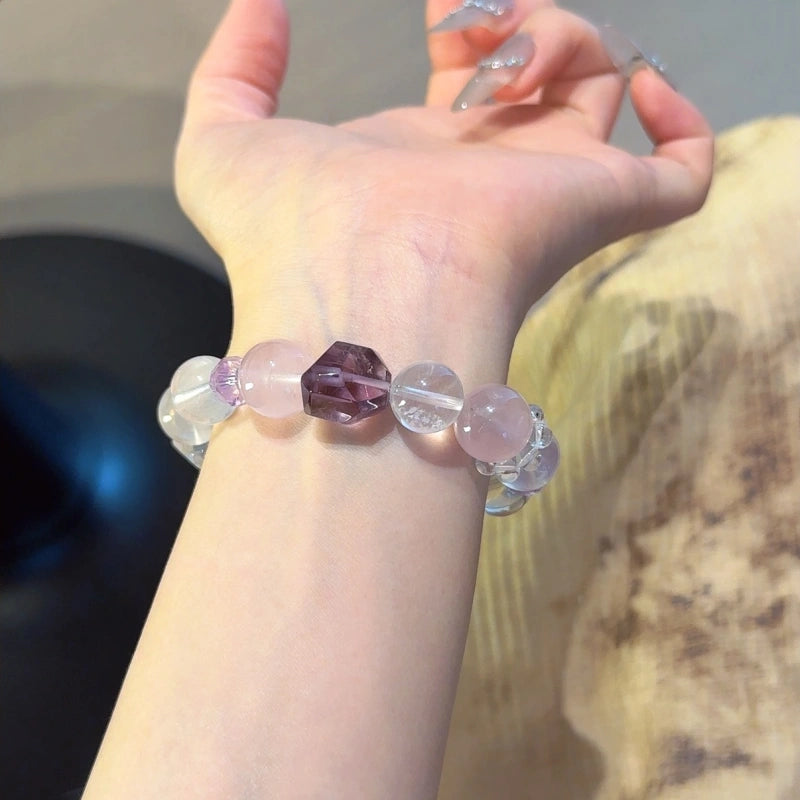 Rose Quartz & Clear Quartz Double‑Point Bracelet - Deepen Emotional Bonds