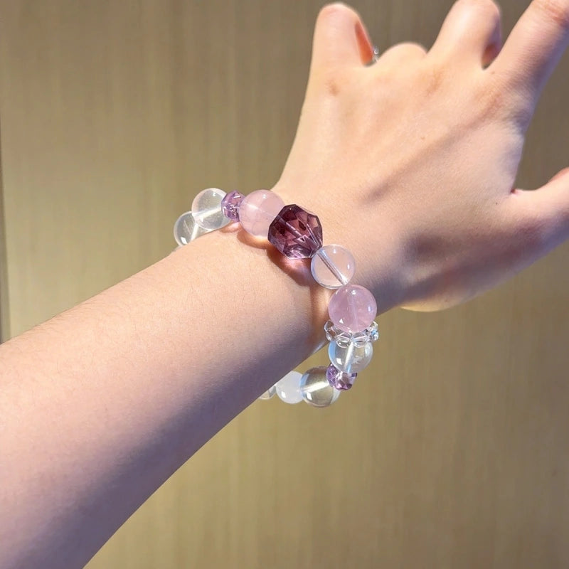 Rose Quartz & Clear Quartz Double‑Point Bracelet - Deepen Emotional Bonds