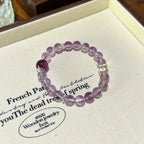 Amethyst Purple Mica & Clear Quartz Cube Bracelet - Attract Happy Vibrations