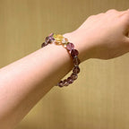 Amethyst, Clear Quartz & Golden Rutilated Quartz Bracelet - Attract Prosperity