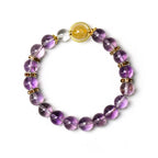 Amethyst, Clear Quartz & Golden Rutilated Quartz Bracelet - Attract Prosperity