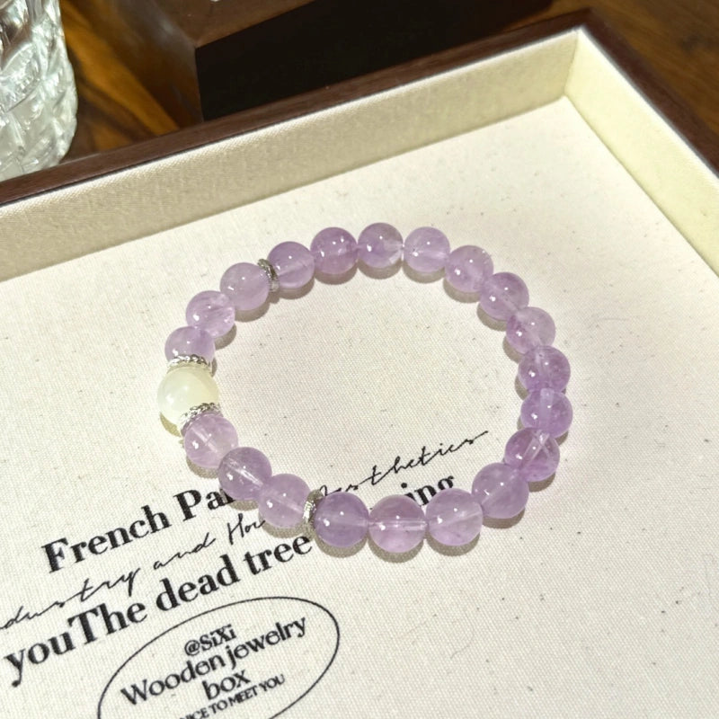 Amethyst & White Moonstone Bracelet - Harmonize Energy Field