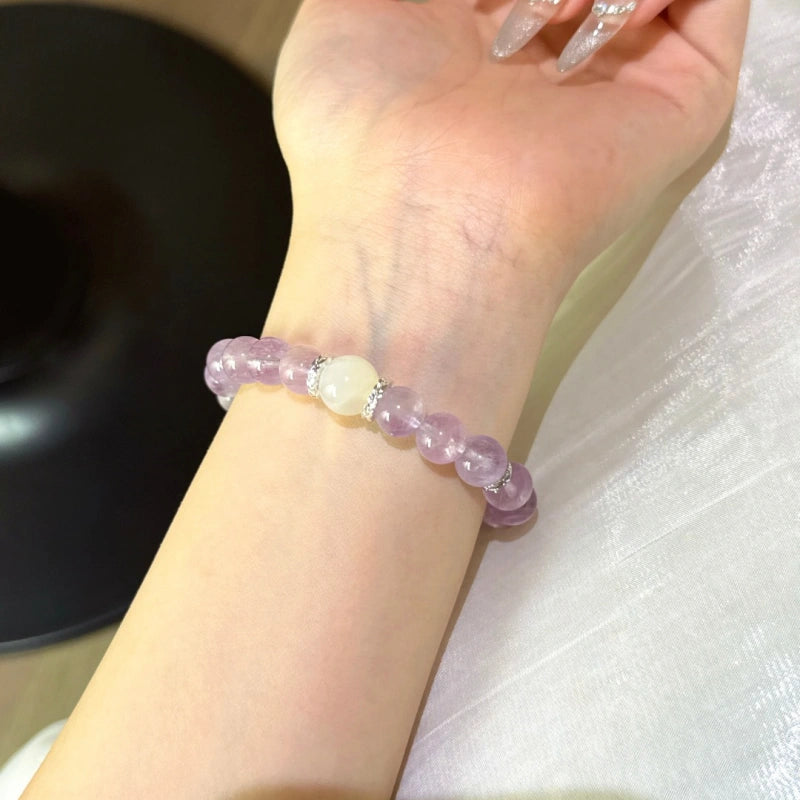 Amethyst & White Moonstone Bracelet - Harmonize Energy Field