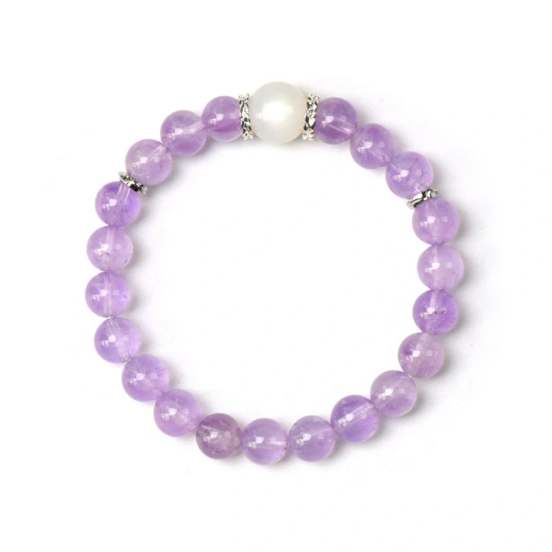 Amethyst & White Moonstone Bracelet - Harmonize Energy Field