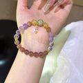 Strawberry Quartz, Amethyst, Yellow Phantom & Sunstone Bracelet - Boost energy vibration