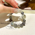 Labradorite Silver Obsidian & Clear Crystal Bracelet - Purify Energy Field