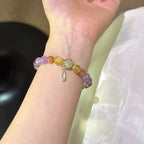 Strawberry Quartz, Amethyst, Yellow Phantom & Sunstone Bracelet - Boost energy vibration