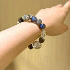 Labradorite Silver Obsidian & Clear Crystal Bracelet - Purify Energy Field