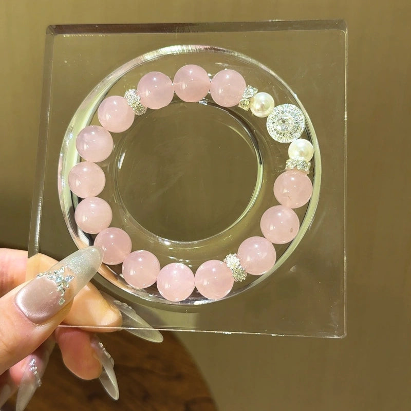 Rose Quartz & Shell Pearl Bracelet - Boost charm