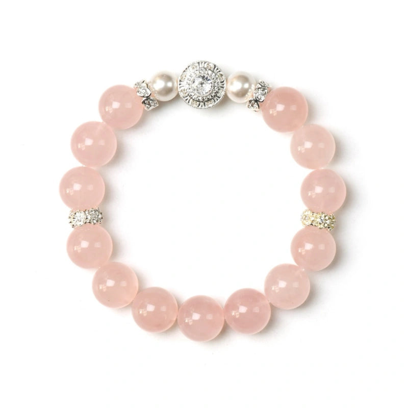 Rose Quartz & Shell Pearl Bracelet - Boost charm