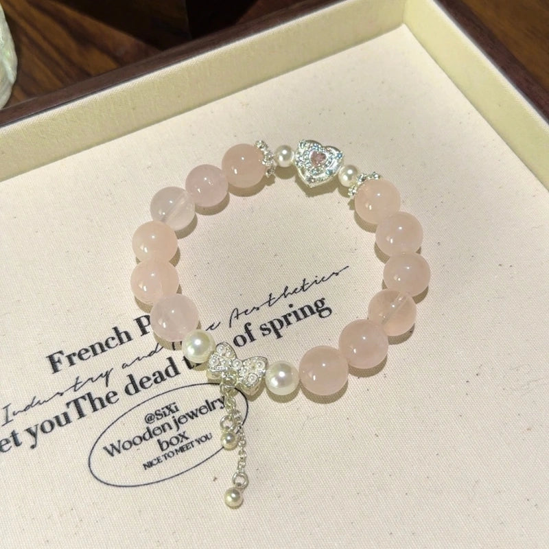 Rose Quartz & Shell Pearl Bracelet - Enhance Social Connections