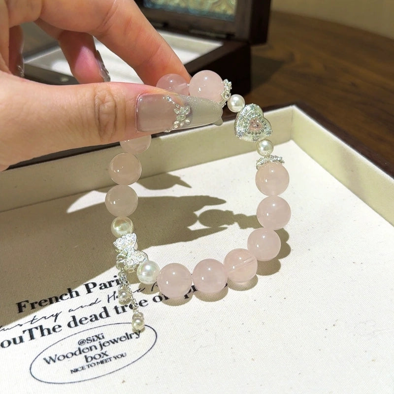 Rose Quartz & Shell Pearl Bracelet - Enhance Social Connections