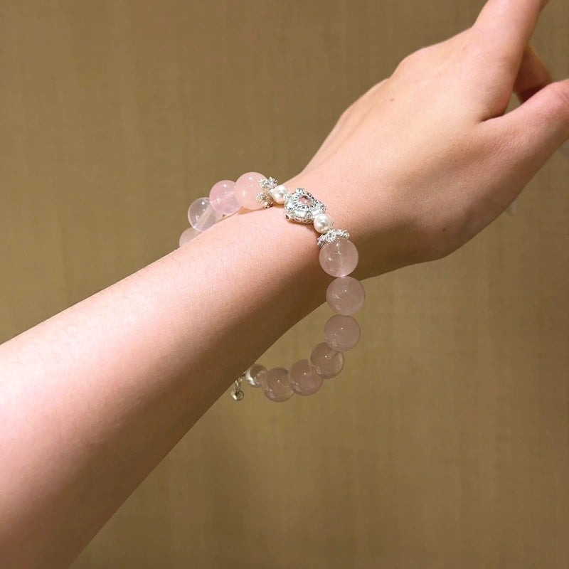 Rose Quartz & Shell Pearl Bracelet - Enhance Social Connections