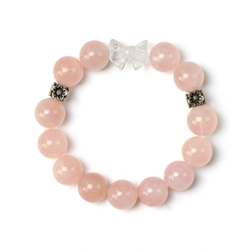 Rose Quartz & Clear Quartz Bow Bracelet - Enhance personal magnetism