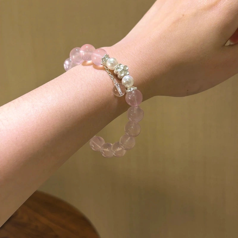 Rose Quartz & Shell Pearl Bracelet - Protect mind‑body wellness