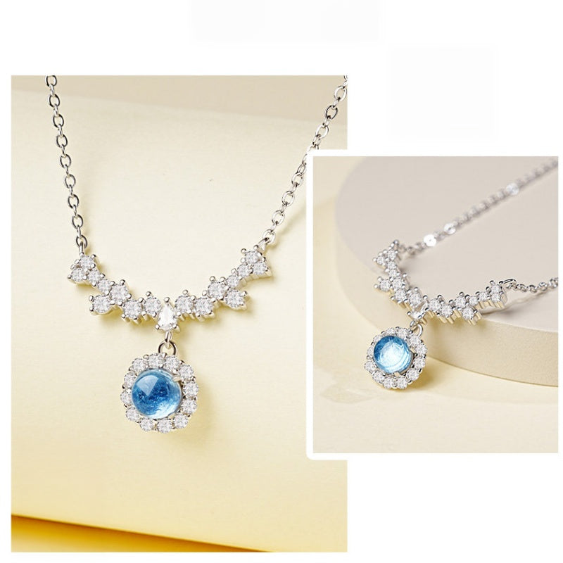 Clear Natural Aquamarine Necklace - Tranquility and Smooth Development