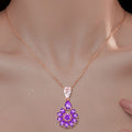 Royal Purple Bloom Natural Amethyst Necklace - Calm & Clarity