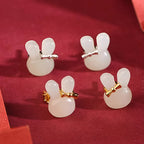 Boucles d'oreilles Calypsa Bunny en jade Hetian naturel