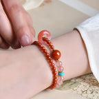 Natural Nanhong Agate Double/Triple-layer Bracelet - Fortune & Good Luck