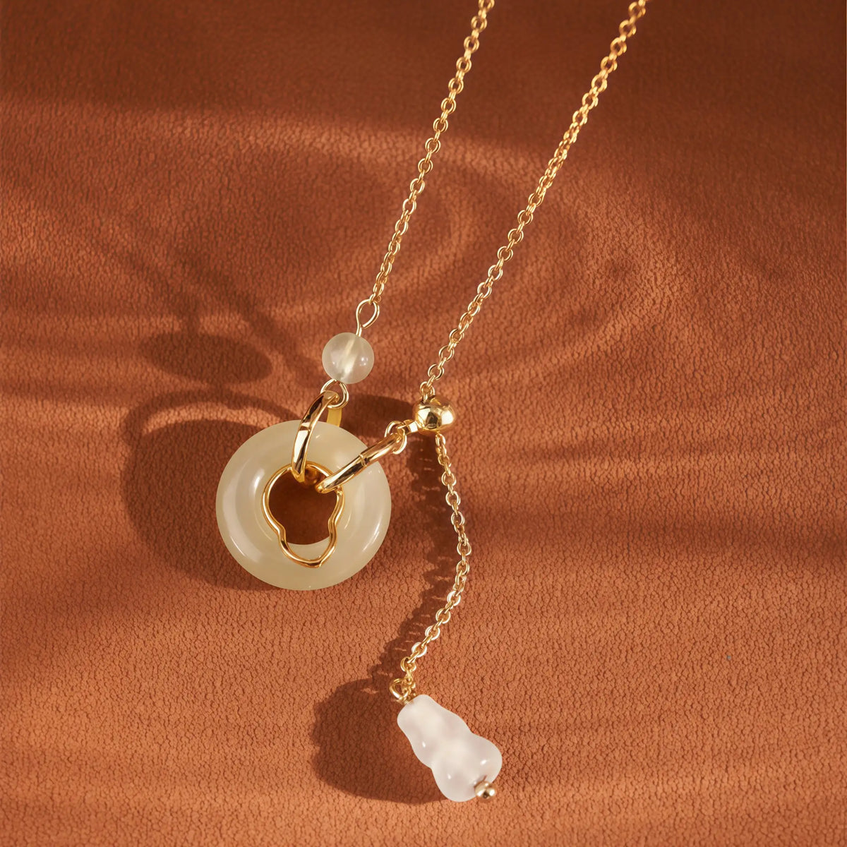 Natural Hetian Jade Peace Donut Gourd Necklace - Blessing & Calm