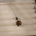 Natural Tiger Eye Stone Necklace, Floating Planet - Steady Career & Prosperous Life