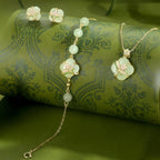 Oriental Clover‑Shaped Lotus Hetian Jade Matching Jewelry Set - Purify Mind