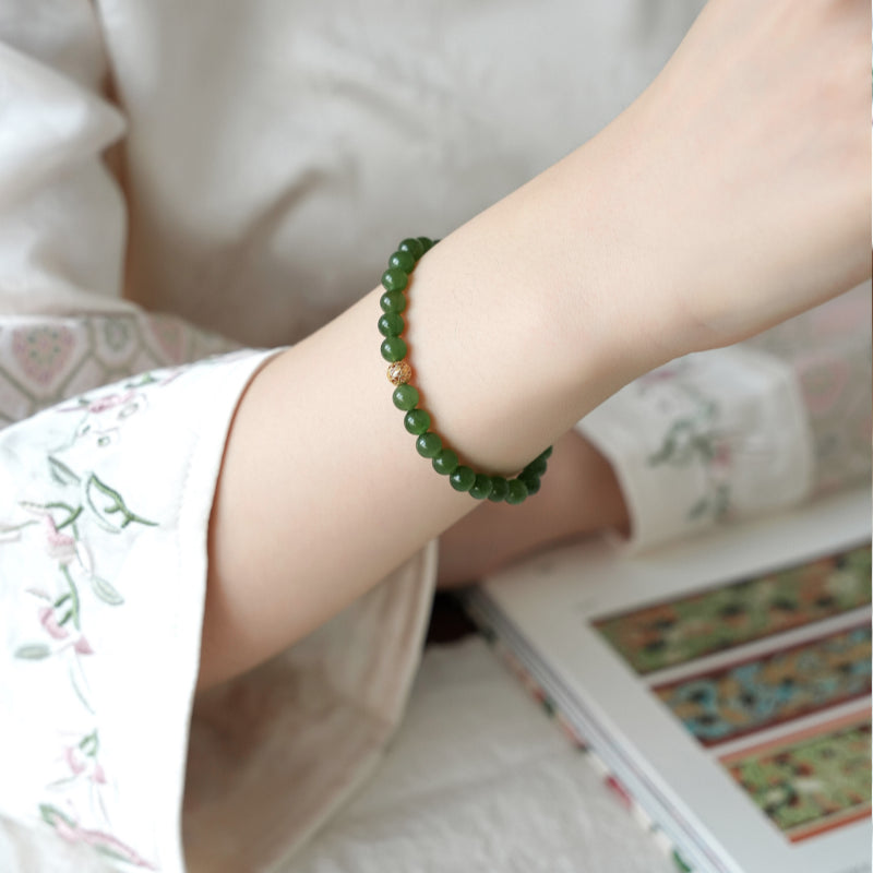 Natural Hetian Jasper Bracelet - Smooth, Serene, and Special