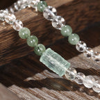 Natural Clear Quartz Green Bracelet - Clear-minded, Smooth Progress and Abundance