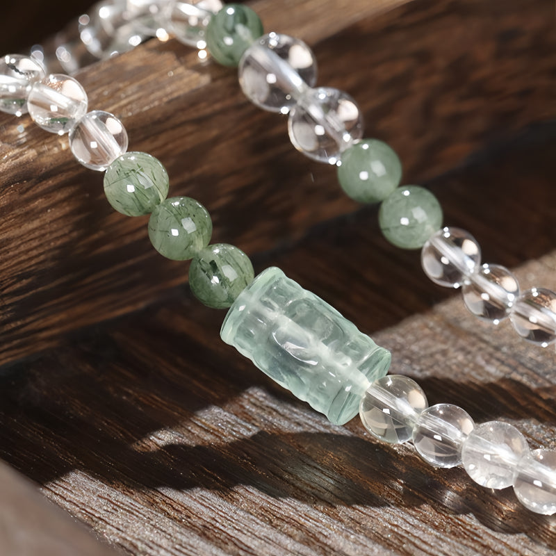 Natural Clear Quartz Green Minimalist Energy Bracelet