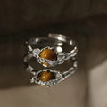 Natural Tiger Eye Stone Ring, Small Universe Saturn Open Ring
