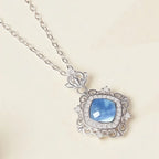 Natural Aquamarine Necklace, Pure Silver Collarbone Chain