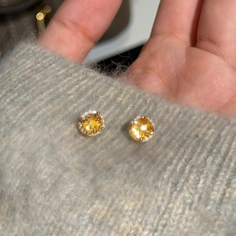 Firework Cut Citrine Earrings – Attract Wealth & Career, Super Sparkle Energy