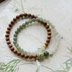 Natural Hetian Jade & Sandalwood Bracelet– Ground Spirit, Purify Aura, Attract Peace