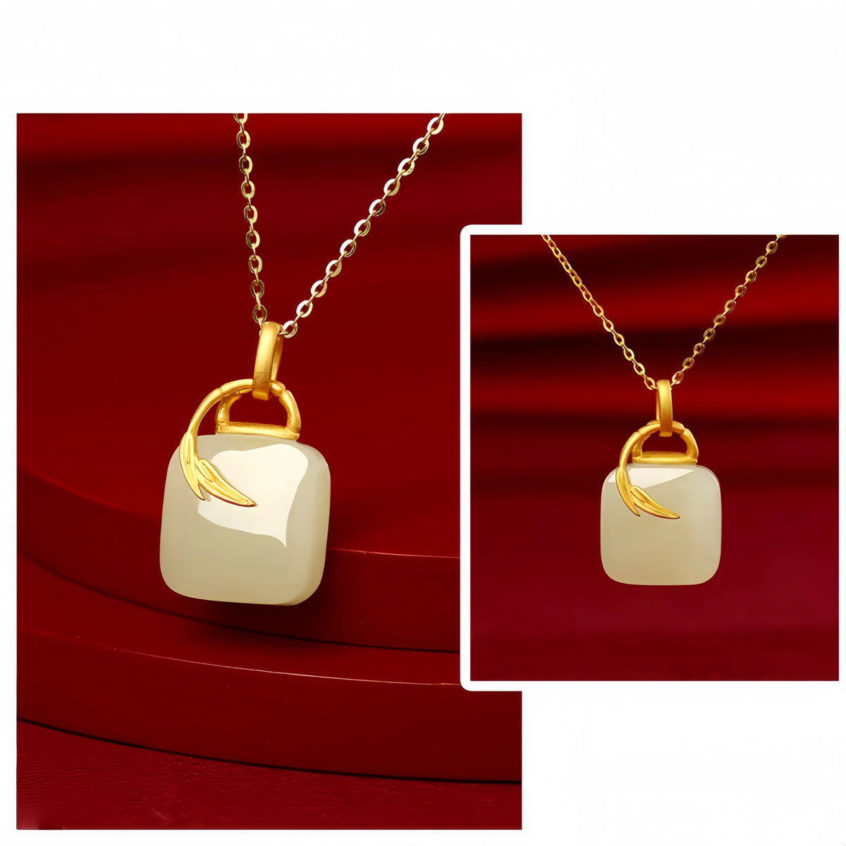 Hetian Jade Sugar Cube Necklace - Sugar Cube Charm for Sweet Blessings