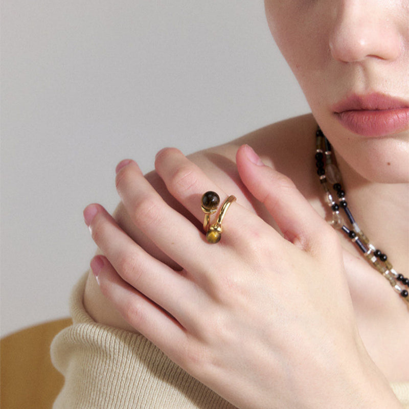 Bague d'exception en œil de tigre - Symbole de courage et de richesse