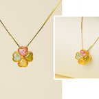 Collier trèfle à quatre feuilles et tourmaline multicolore – Cadeau d'anniversaire et de remise de diplôme pour meilleure amie
