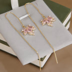Rose Quartz Necklace Earrings Ring Jewelry Set - Embrace Self‑Love Energy