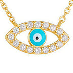 Devil's Eye Necklace, Pure Silver Zircon Vintage Collarbone Chain